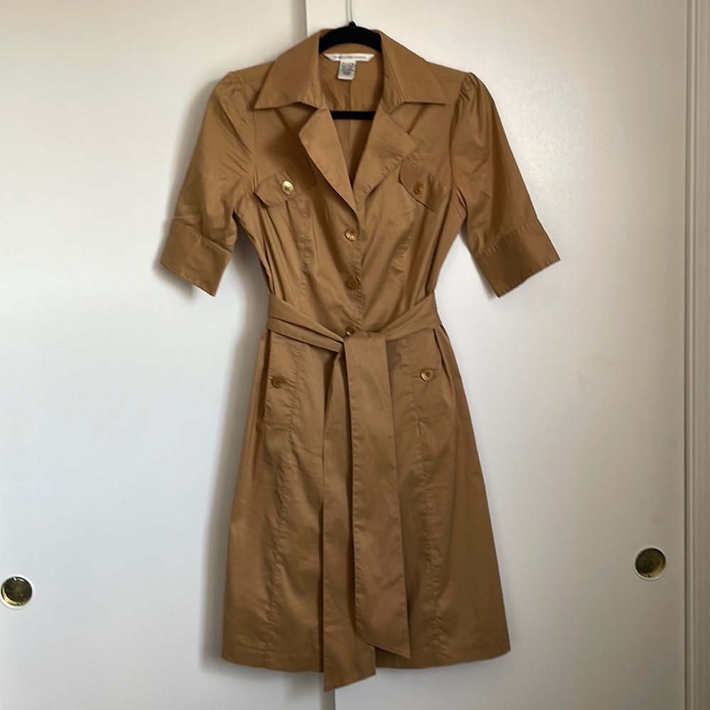 DVF khaki shirt dress